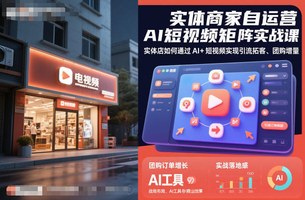 实体商家自运营AI短视频矩阵实战课，实体店如何通过AI+短视频实现引流拓客、团购增量-白蛇网赚
