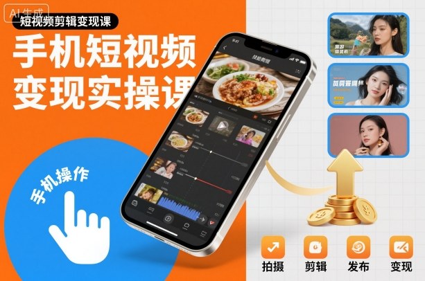 手机短视频变现实操课，短视频剪辑变现课-白蛇网赚