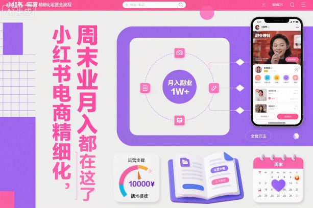 小红书电商精细化运营全流程，周末副业月入1W+，全套方法都在这了-白蛇网赚