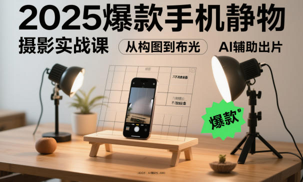 2025爆款手机静物摄影实战课,从构图到布光,不用贵设备,AI辅助出片-白蛇网赚