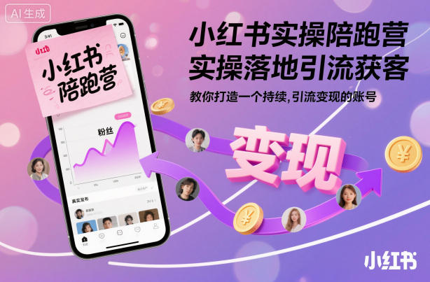 小红书实操陪跑营，实操落地引流获客，教你打造一个持续引流变现的账号-白蛇网赚