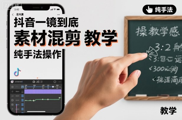抖音一镜到底素材混剪教学，纯手法操作-白蛇网赚