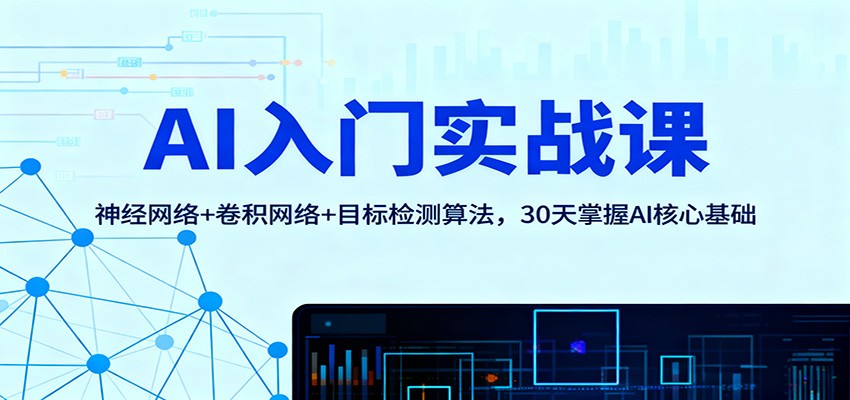 AI入门实战课：神经网络+卷积网络+目标检测算法，30天掌握AI核心基础-白蛇网赚