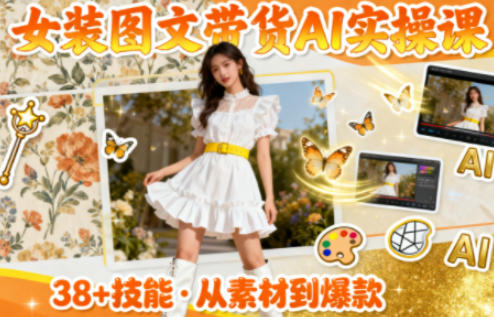 女装图文带货的AI实操课，覆盖38个实用技能，快速提升素材制作效率-白蛇网赚