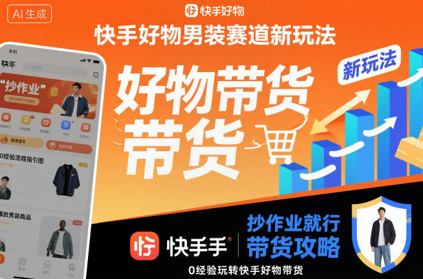 快手好物男装赛道新玩法，抄作业就行，0经验玩转快手好物带货-白蛇网赚