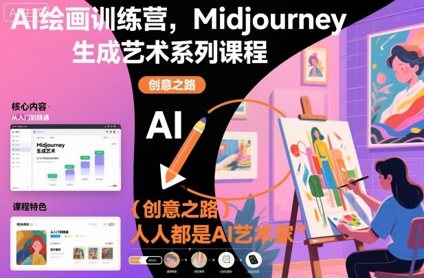 AI绘画训练营,Midjourney生成艺术系列课程,人人都是AI艺术家-白蛇网赚