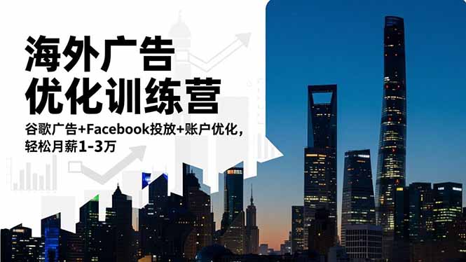 海外广告优化训练营：谷歌广告+Facebook投放+账户优化，轻松月薪1-3万-白蛇网赚