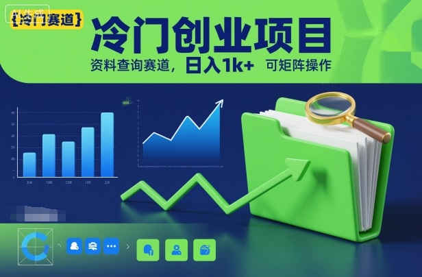 冷门创业项目，资料查询赛道，日入1k+，可矩阵操作-白蛇网赚