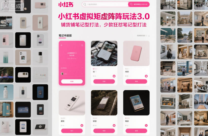 小红书虚拟矩阵玩法3.0，铺货铺笔记型打法，少款狂怼笔记型打法-白蛇网赚