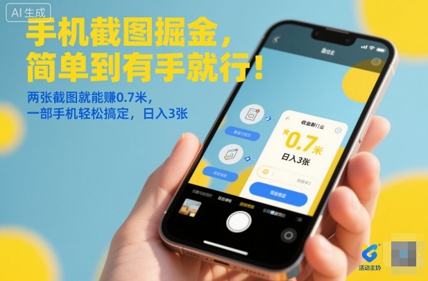 手机截图掘金，简单到有手就行！两张截图就能賺0.7米，一部手机轻松搞定，日入3张【揭秘】-白蛇网赚