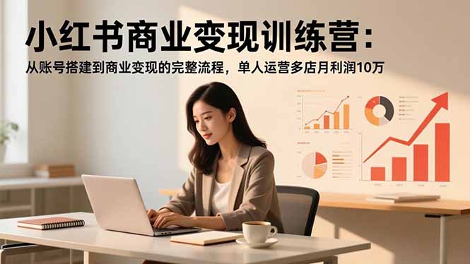 小红书商业变现训练营：从账号搭建到商业变现的完整流程，单人运营多店月利润10万-白蛇网赚