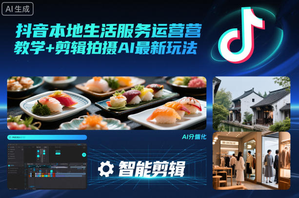 抖音本地生活服务运营教学+剪辑拍摄AI最新玩法-白蛇网赚