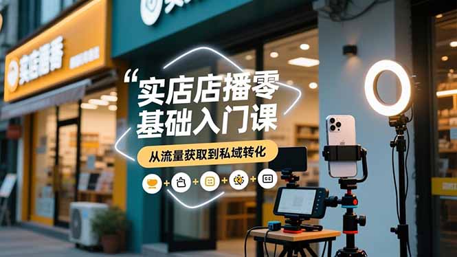 实体店播零基础入门课，实体店+短视频+直播+微信生态+私域社群，从流量获取到私域转化-白蛇网赚
