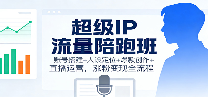 超级IP流量陪跑班：账号搭建+人设定位+爆款创作+直播运营，涨粉变现全流程-白蛇网赚