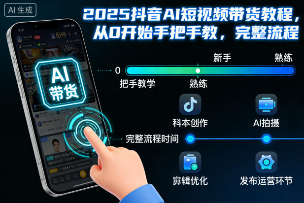 2025抖音AI短视频带货教程，从0开始手把手教，完整流程-白蛇网赚