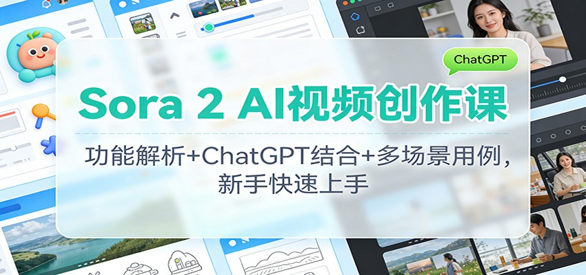 Sora 2 AI视频创作课:功能解析+ChatGPT结合+多场景用例,新手快速上手-白蛇网赚