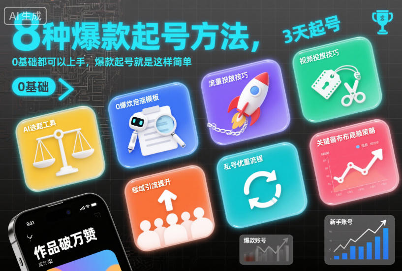 8种爆款起号方法，0基础都可以上手，爆款起号就是这样简单-白蛇网赚