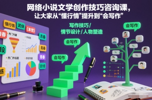 网络小说文学创作技巧咨询课，让大家从“懂行情”提升到”会写作”的高度-白蛇网赚