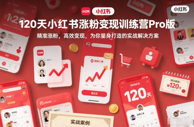 120天小红书涨粉变现训练营Pro版，​精准涨粉，高效变现​，为你量身打造的实战解决方案-白蛇网赚
