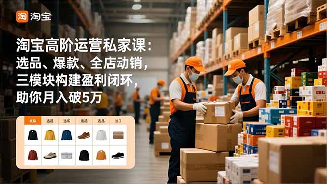 淘宝高阶运营私家课：选品、爆款、全店动销，三模块构建盈利闭环，助你月入破5万-白蛇网赚