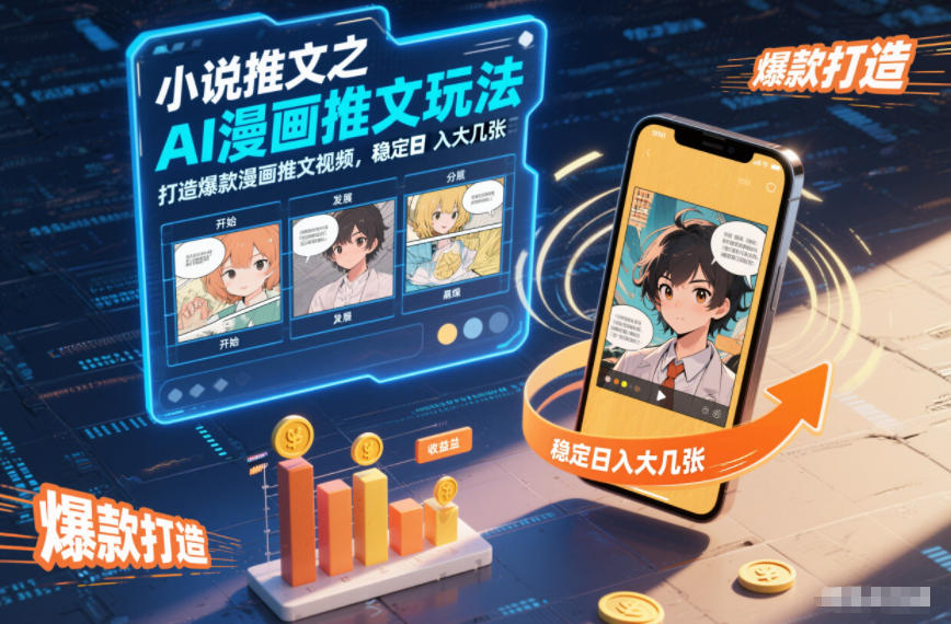 小说推文之AI漫画推文玩法，打造爆款漫画推文视频，稳定日入大几张-白蛇网赚