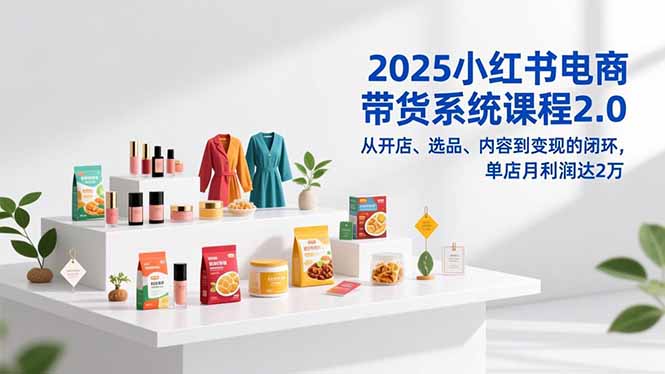 2025小红书电商带货系统课程2.0,从开店、选品、内容到变现的闭环,单店月利润达2万-白蛇网赚