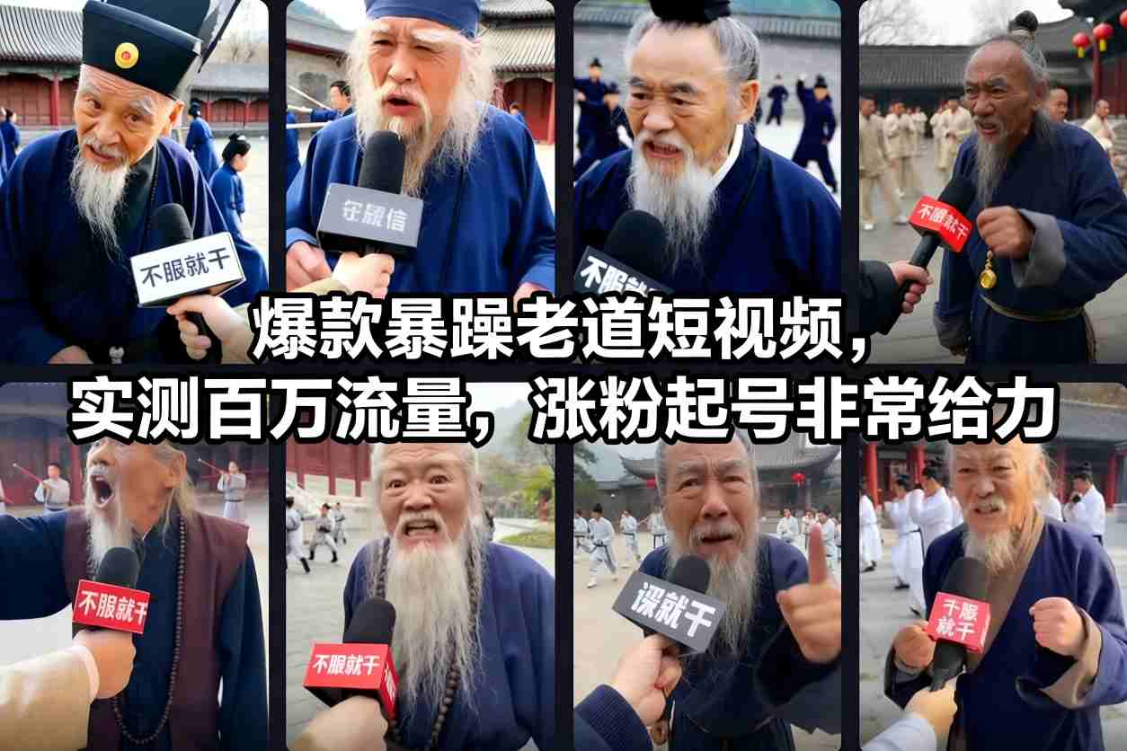 爆款暴躁老道短视频，实测百万流量，涨粉起号非常给力-白蛇网赚