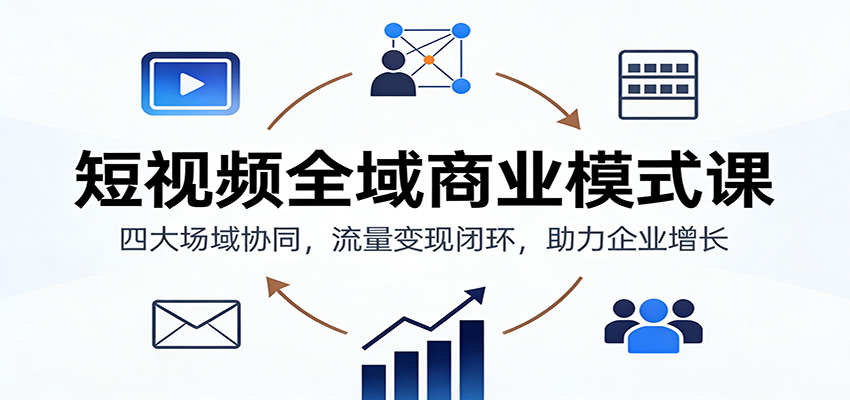 短视频全域商业模式课:四大场域协同,流量变现闭环,助力企业增长-白蛇网赚