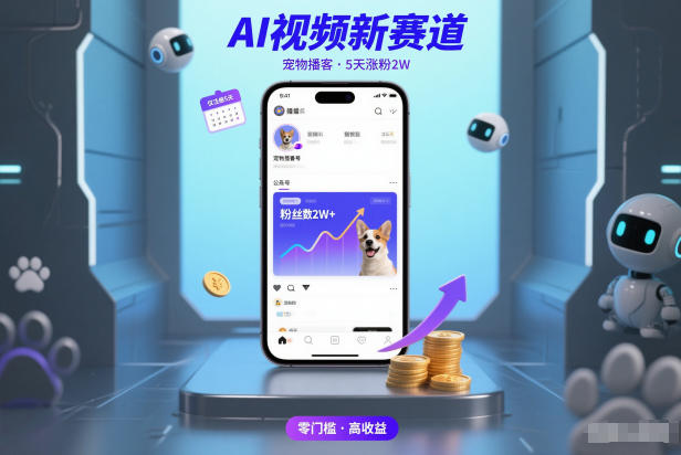 AI视频新赛道，宠物播客仅注册5天涨粉2W，收益非常可观-白蛇网赚