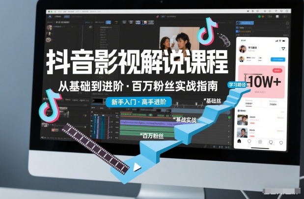 抖音百万粉丝影视解说课程，基础到进阶课，适合新手和进阶学习-白蛇网赚