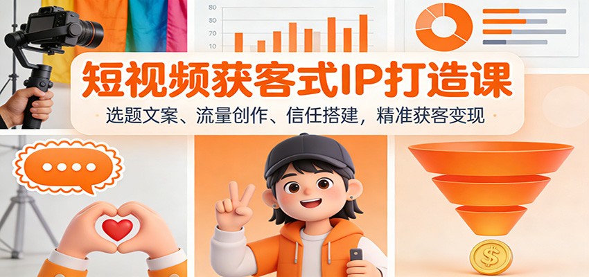 短视频获客式IP打造课：选题文案、流量创作、信任搭建，精准获客变现-白蛇网赚