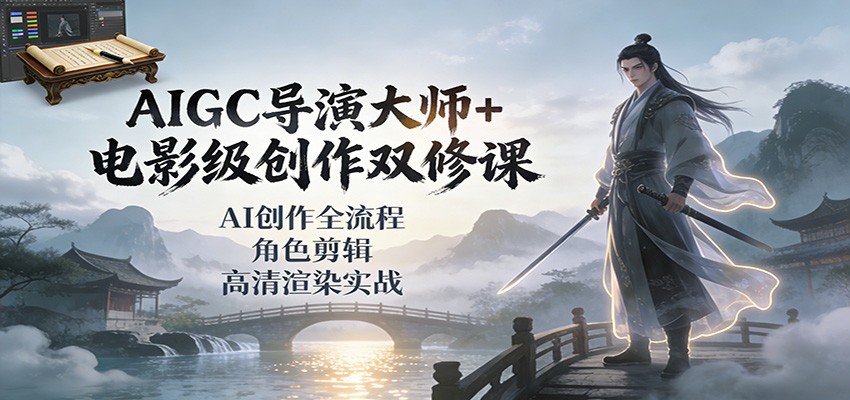 AIGC导演大师+电影级创作双修课：AI创作全流程、角色剪辑、高清渲染实战-白蛇网赚