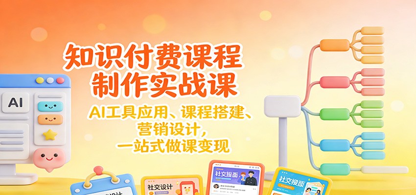 知识付费课程制作实战课:AI工具应用 、课程搭建、营销设计,一站式做课变现-白蛇网赚