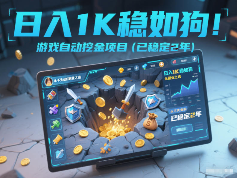 日入1K稳如狗！游戏自动挖金项目(已稳定2年)，永不失业的副业之选【揭秘】-白蛇网赚