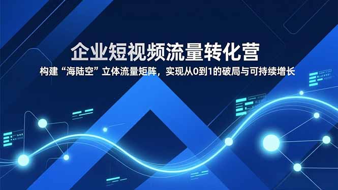 企业短视频流量转化营，构建“海陆空”立体流量矩阵，实现从0到1的破局与可持续增长-白蛇网赚