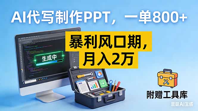 AI代写制作PPT，一单800+， 暴利风口期，月入2万【附工具】-白蛇网赚
