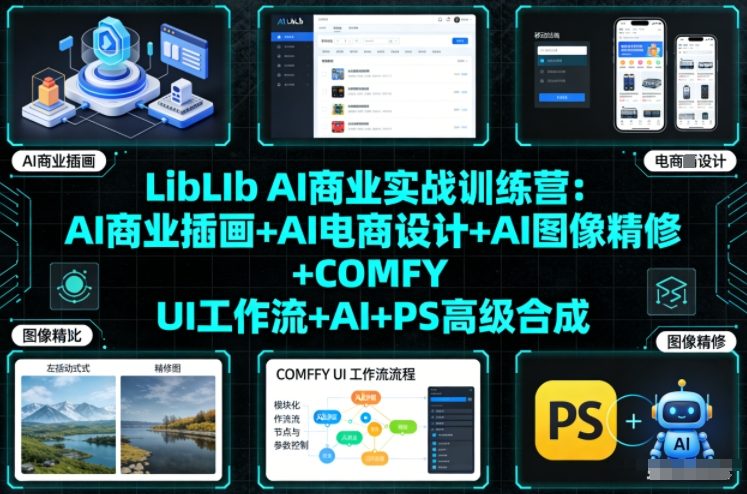 LibLIb AI商业实战训练营：AI商业插画+AI电商设计+AI图像精修+COMFY UI工作流+AI+PS高级合成-白蛇网赚