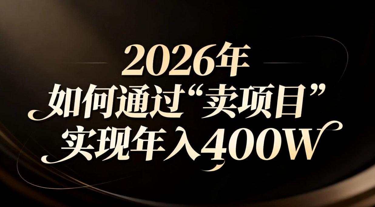 2026年如何通过“卖项目”实现年入百万-白蛇网赚