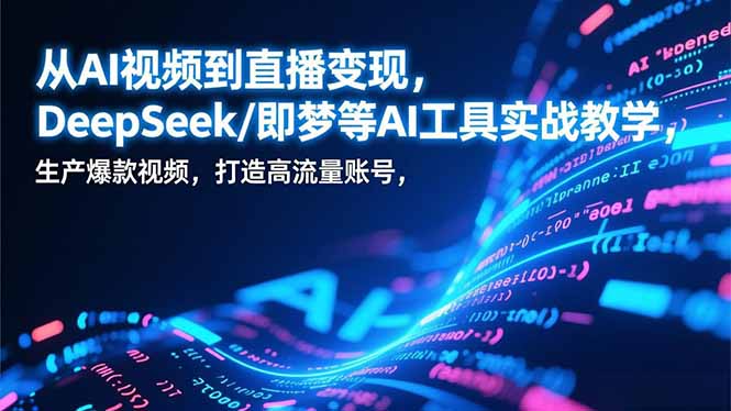 从AI视频到直播变现,DeepSeek/即梦等AI工具实战教学,生产爆款视频,打造高流量账号-白蛇网赚