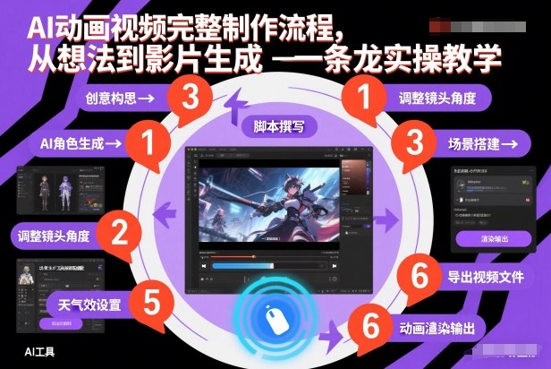 AI动画视频完整制作流程,从想法到影片生成一条龙实操教学-白蛇网赚