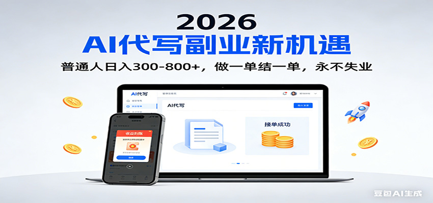 2026 副业首选！AI 代写日入 300-800，普通人0门槛，做一单结一单！-白蛇网赚