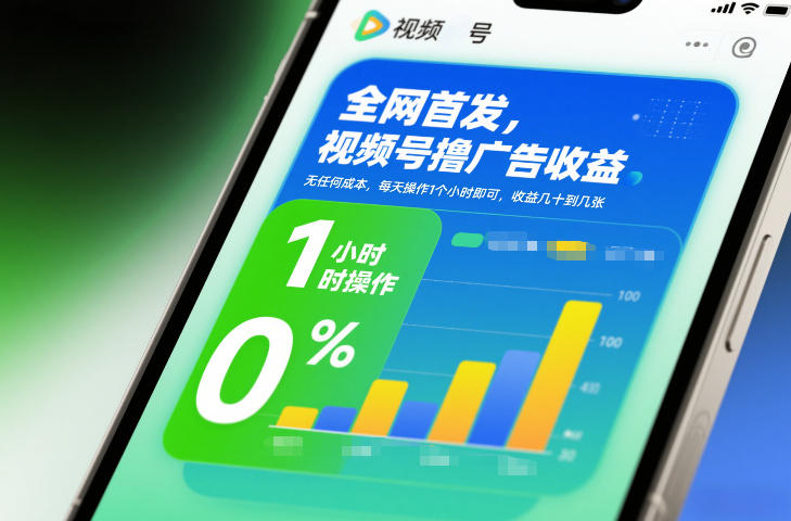 全网首发，视频号撸广告收益，无任何成本，每天操作1个小时即可，收益几十到几张-白蛇网赚