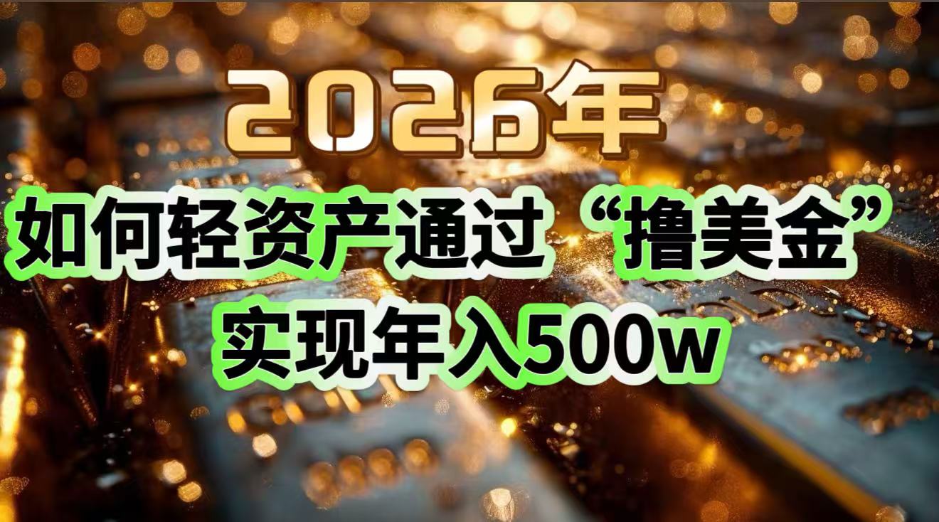 2026年如何轻资产通过“撸美金”实现年入500w-白蛇网赚