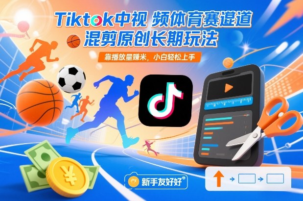 Tiktok中视频体育赛道混剪原创长期玩法,靠播放量賺米,小白轻松上手-白蛇网赚