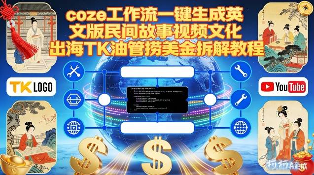 Coze扣子工作流一键生成英文版民间故事视频,文化出海TK油管捞美金拆解教程-白蛇网赚