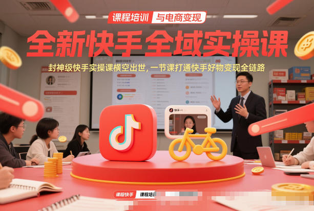 全新快手全域实操课，封神级快手实操课横空出世，一节课打通快手好物变现全链路-白蛇网赚