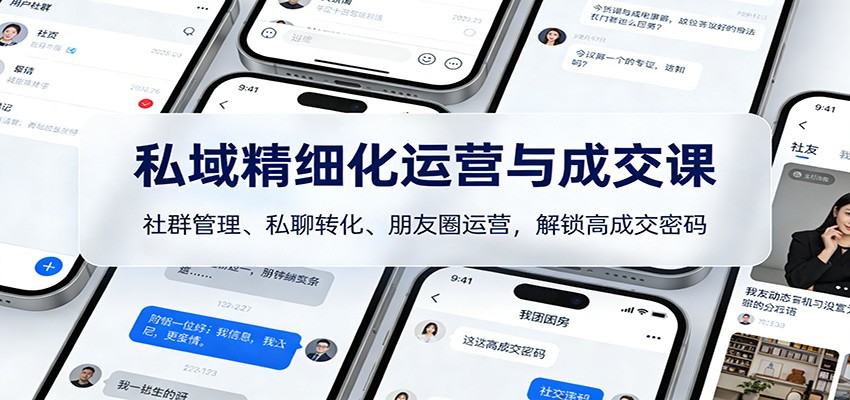 私域精细化运营与成交课：社群管理、私聊转化、朋友圈运营，解锁高成交密码-白蛇网赚