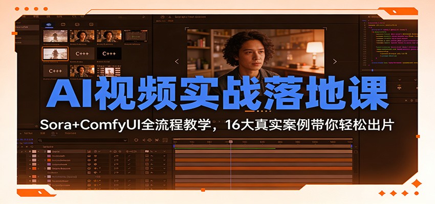 AI视频实战落地课：Sora+ComfyUI全流程教学，16大真实案例带你轻松出片-白蛇网赚