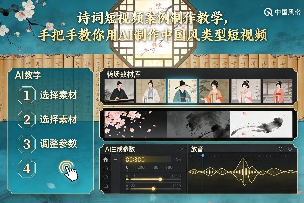 古诗词短视频案例制作教学，手把手教你用AI制作中国风类型短视频-白蛇网赚