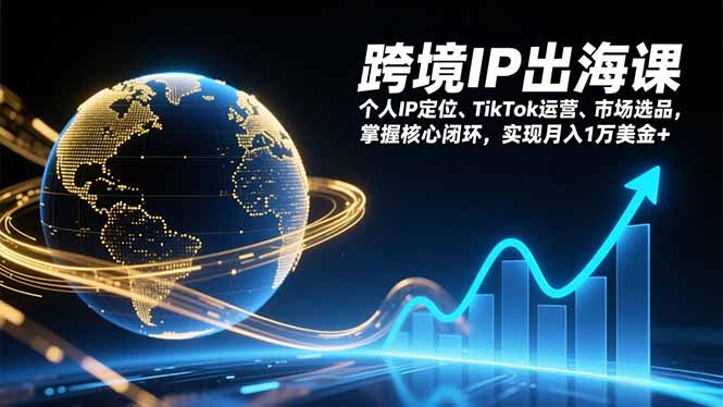 跨境IP出海课，个人IP定位、TikTok运营、市场选品，掌握核心闭环，实现月入1万美金+-白蛇网赚